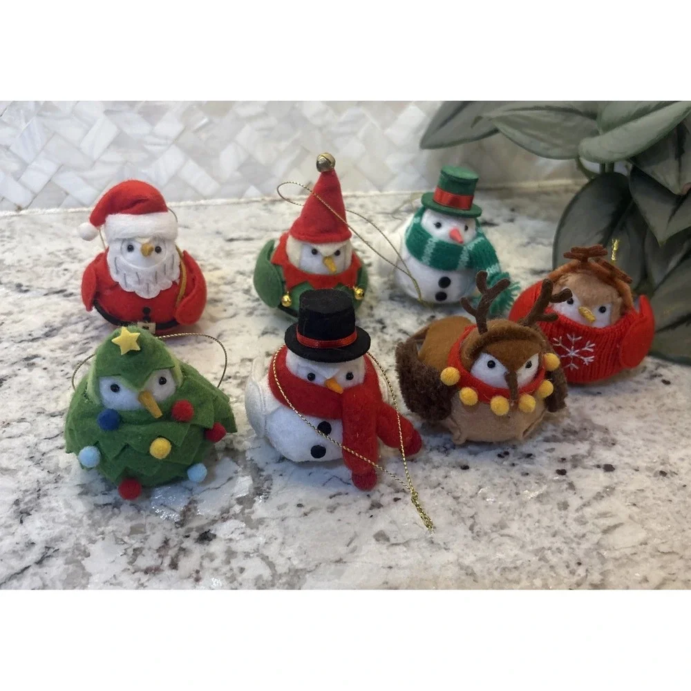 Felt Bird Ornaments Featherly Friends Wondershop Set Of 7 Christmas Tree Santa